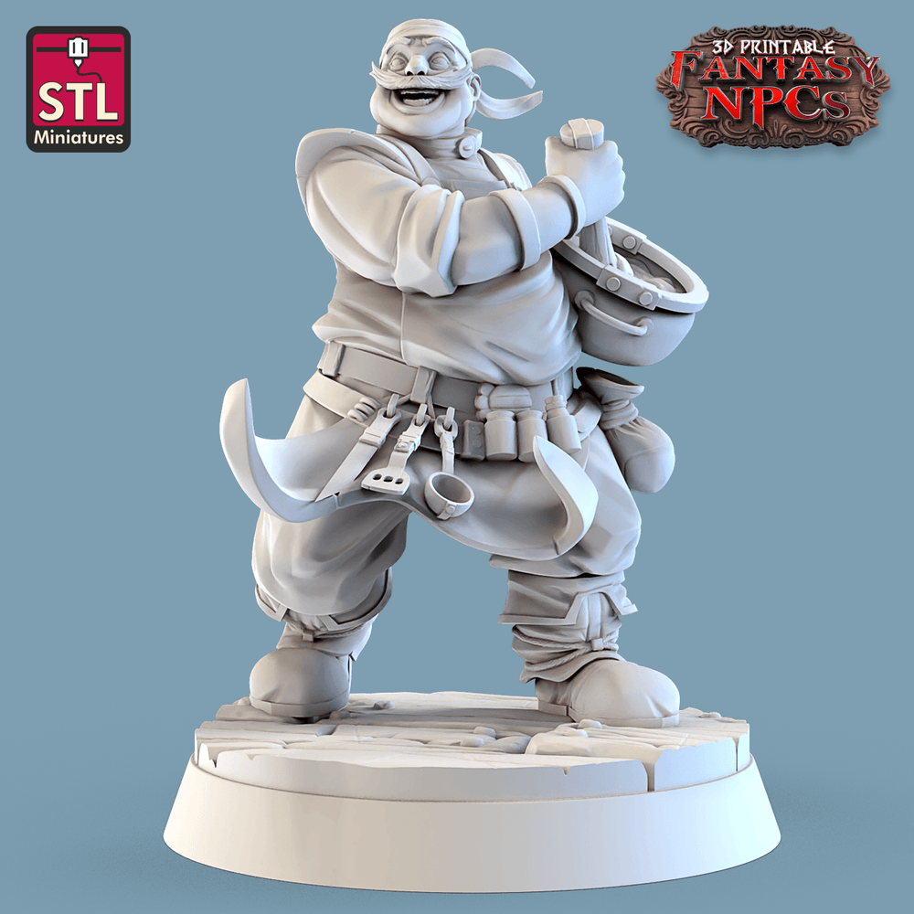 3D Printed STL Miniatures Cook Set Fantasy NPC 28mm - 32mm War Gaming D&D (Online Only)