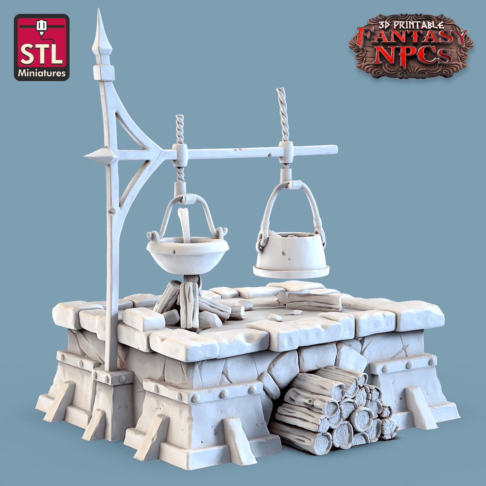3D Printed STL Miniatures Cook Set Fantasy NPC 28mm - 32mm War Gaming D&D (Online Only)