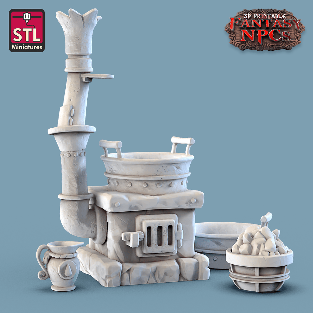3D Printed STL Miniatures Cook Set Fantasy NPC 28mm - 32mm War Gaming D&D (Online Only)