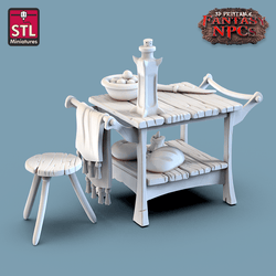 3D Printed STL Miniatures Cook Set Fantasy NPC 28mm - 32mm War Gaming D&D (Online Only)