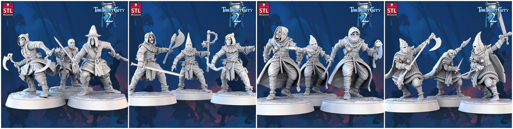 3D Printed STL Miniatures Cultist Set The Frost City 2 28 - 32mm War Gaming D&D (Online Only)