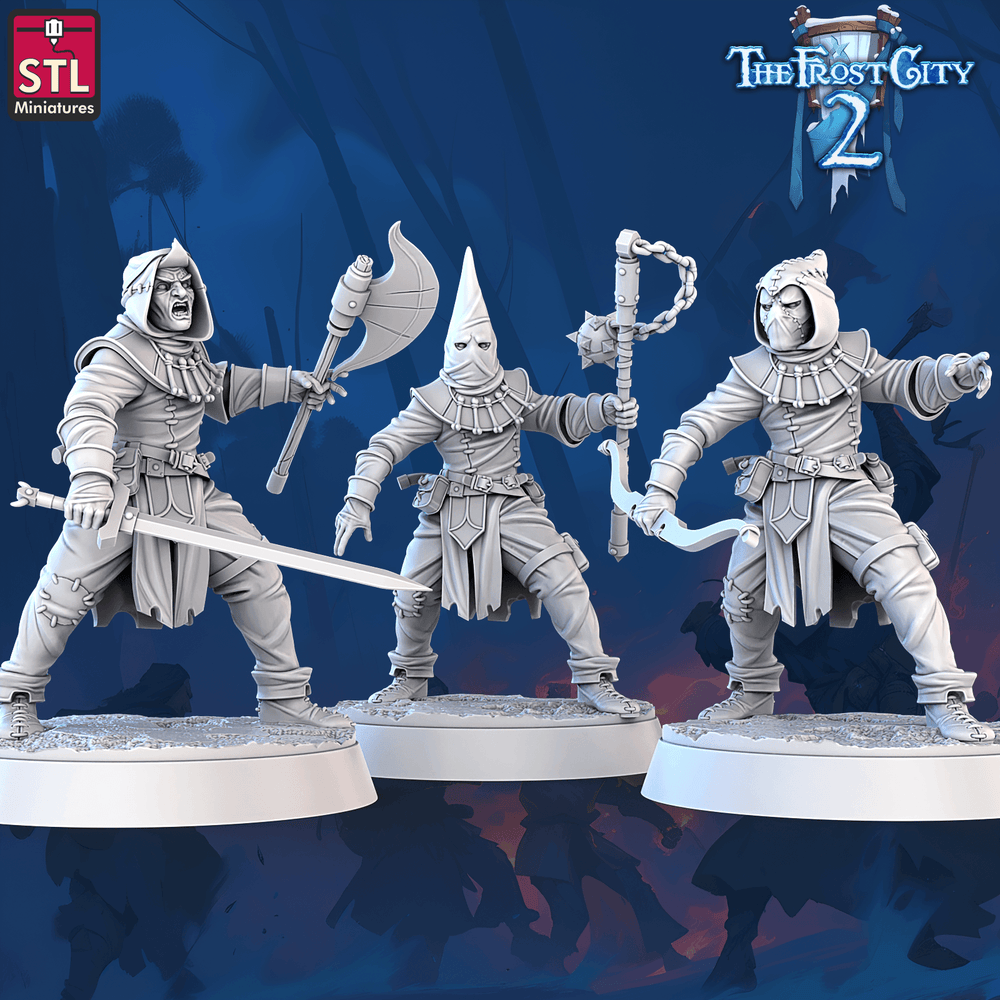 3D Printed STL Miniatures Cultist Set The Frost City 2 28 - 32mm War Gaming D&D (Online Only)