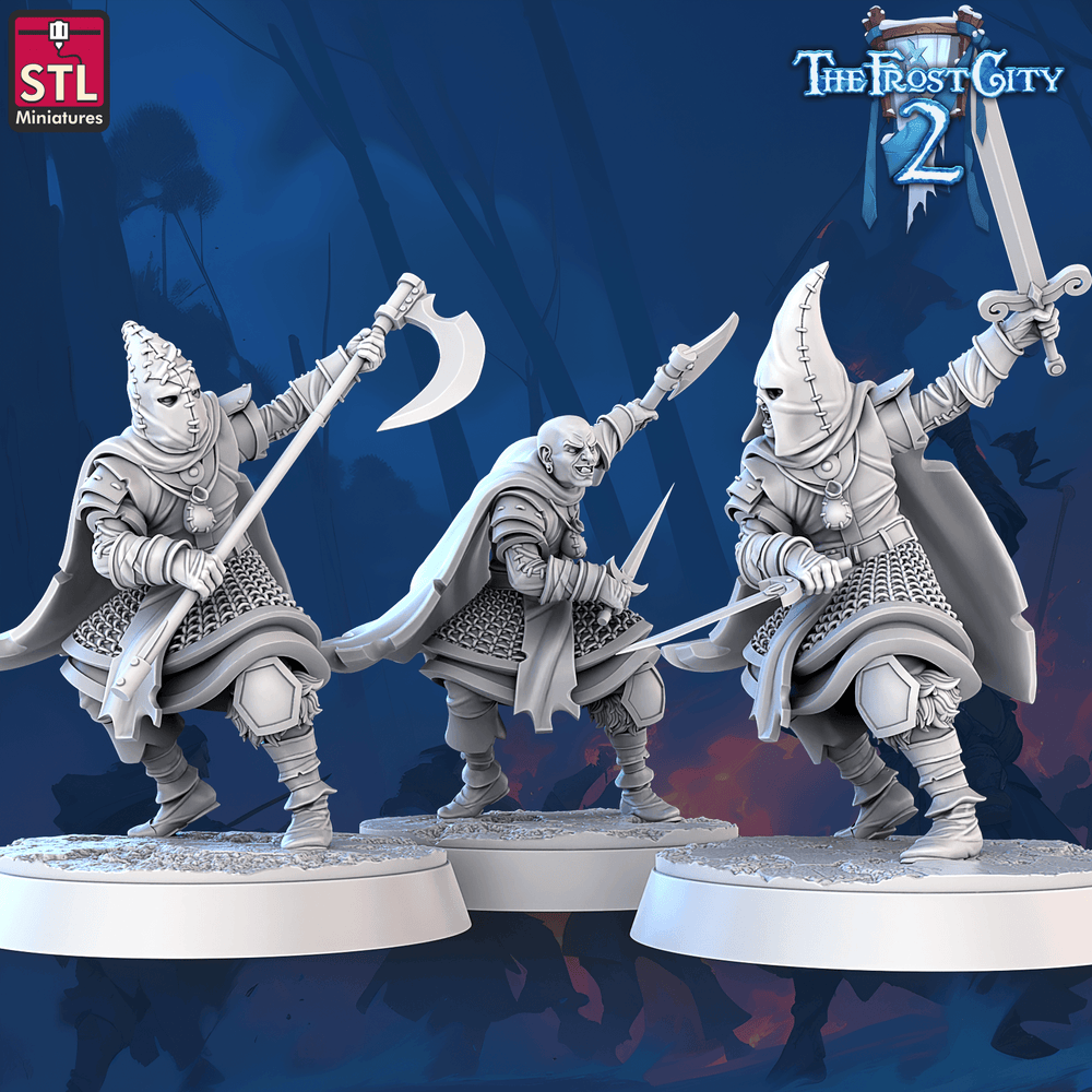 3D Printed STL Miniatures Cultist Set The Frost City 2 28 - 32mm War Gaming D&D (Online Only)