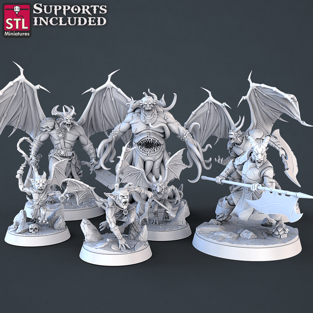 3D Printed STL Miniatures Demons Set | 28 - 32mm War Gaming D&D (Online Only)