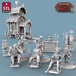 3D Printed STL Miniatures Dentist Set Fantasy NPC 2 | 28 - 32mm War Gaming D&D (Online Only)