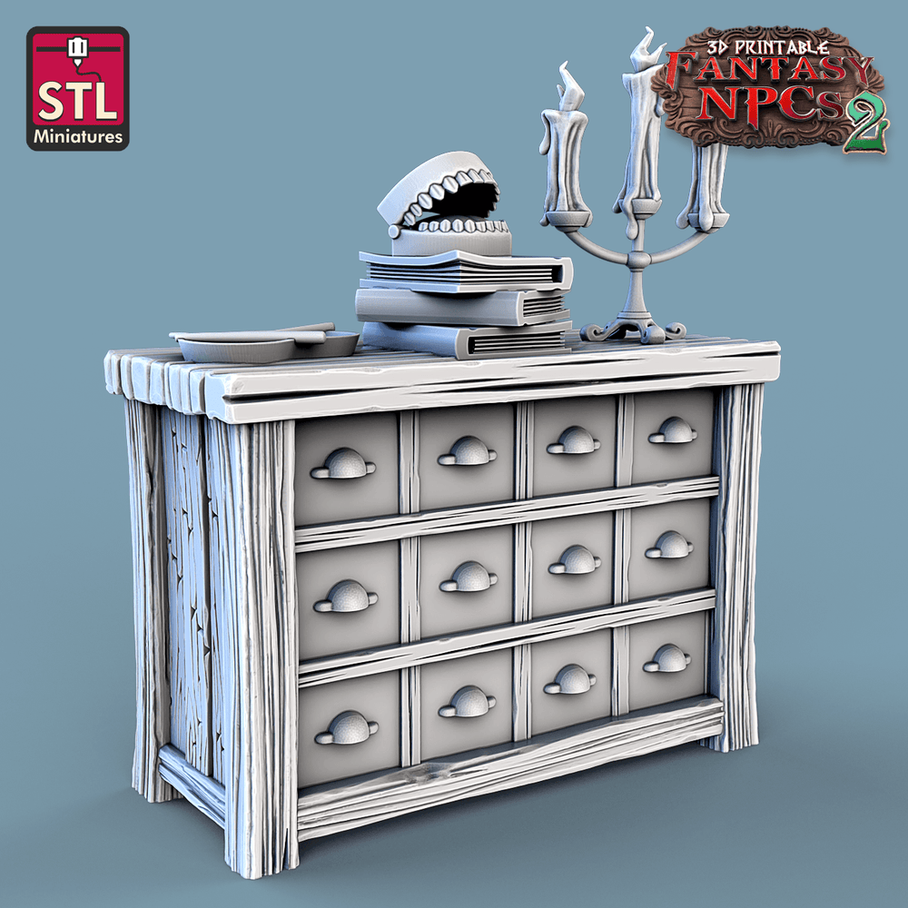 3D Printed STL Miniatures Dentist Set Fantasy NPC 2 | 28 - 32mm War Gaming D&D (Online Only)