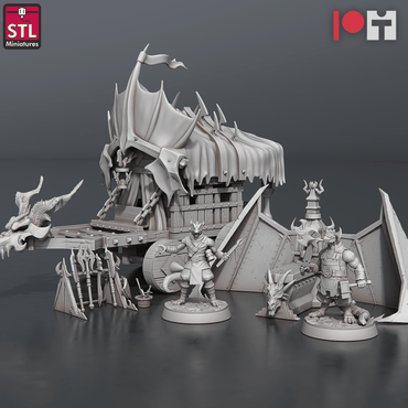 3D Printed STL Miniatures Dragonborn Blacksmith Set 28 - 32mm War Gaming D&D (Online Only)