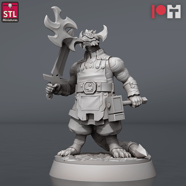 3D Printed STL Miniatures Dragonborn Blacksmith Set 28 - 32mm War Gaming D&D (Online Only)