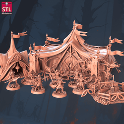 3D Printed STL Miniatures Elf Camp Set 28 - 32mm War Gaming D&D (Online Only)