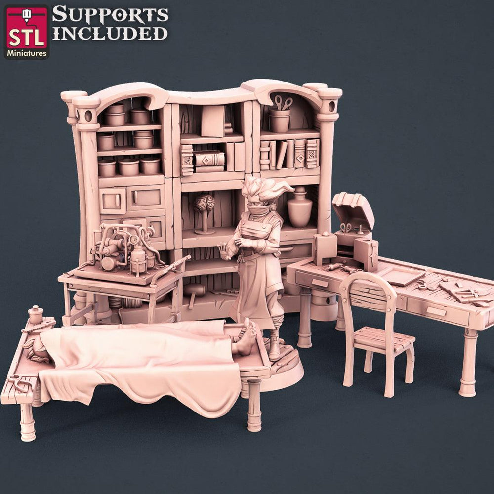 3D Printed STL Miniatures Embalmer Set Fantasy NPC 2 | 28 - 32mm War Gaming D&D (Online Only)