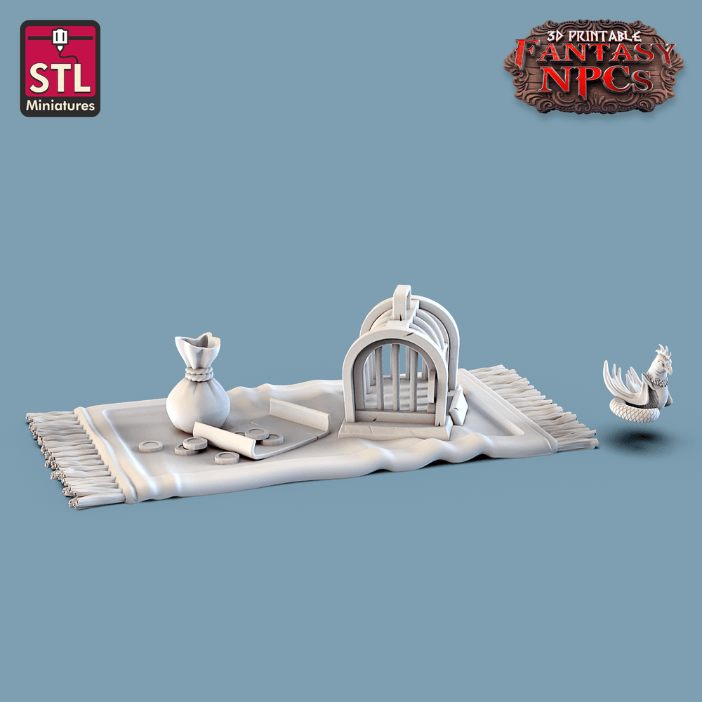 3D Printed STL Miniatures Exotic Pet Vendor Set Fantasy NPC 28mm - 32mm War Gaming D&D (Online Only)