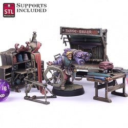 3D Printed STL Miniatures Fabric Seller Set 28mm - 32mm War Gaming D&D (Online Only)