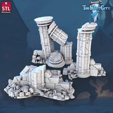 3D Printed STL Miniatures Falling Columns The Frost City 28 - 32mm War Gaming D&D (Online Only)