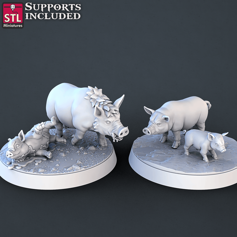 3D Printed STL Miniatures Farm Animals Set | 28 - 32mm War Gaming D&D (Online Only)