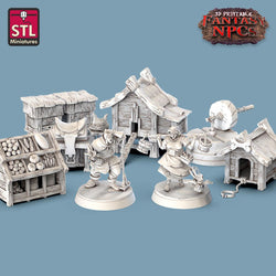 3D Printed STL Miniatures Farmer Set Fantasy NPC 28mm - 32mm War Gaming D&D (Online Only)