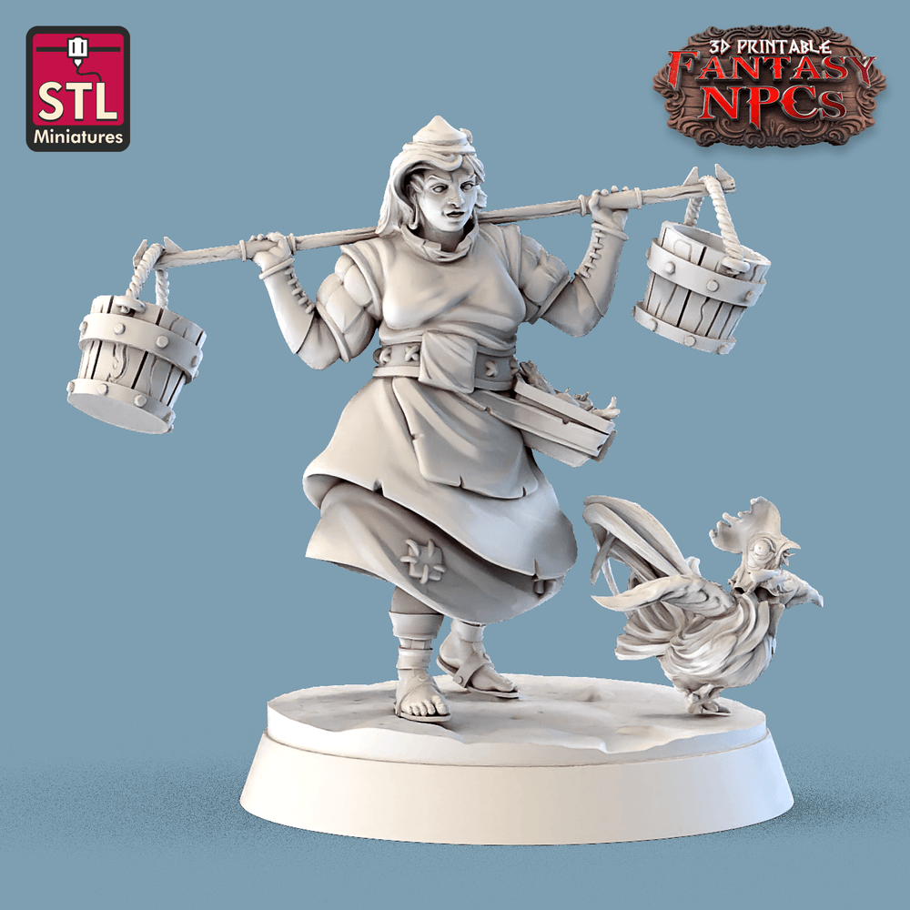 3D Printed STL Miniatures Farmer Set Fantasy NPC 28mm - 32mm War Gaming D&D (Online Only)