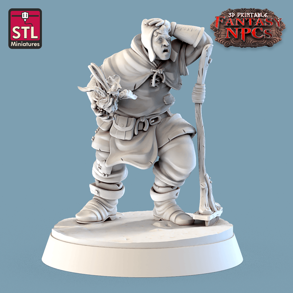 3D Printed STL Miniatures Farmer Set Fantasy NPC 28mm - 32mm War Gaming D&D (Online Only)