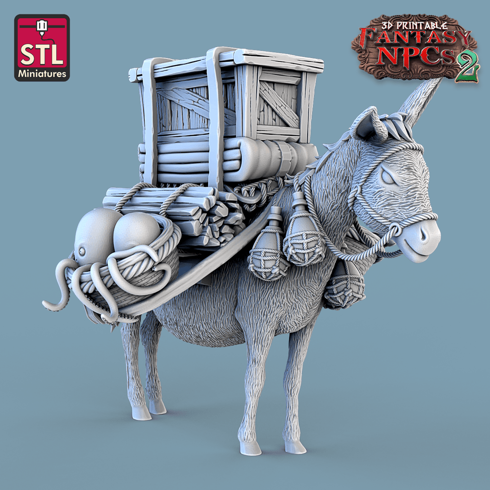 3D Printed STL Miniatures Fish Vendor Set Fantasy NPC 2 | 28 - 32mm War Gaming D&D (Online Only)