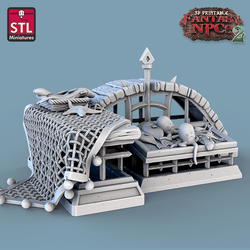3D Printed STL Miniatures Fish Vendor Set Fantasy NPC 2 | 28 - 32mm War Gaming D&D (Online Only)