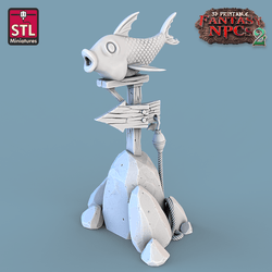 3D Printed STL Miniatures Fish Vendor Set Fantasy NPC 2 | 28 - 32mm War Gaming D&D (Online Only)
