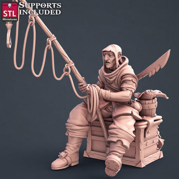 3D Printed STL Miniatures Fisherman Set Fantasy NPC 2 | 28 - 32mm War Gaming D&D (Online Only)