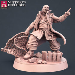 3D Printed STL Miniatures Fisherman Set Fantasy NPC 2 | 28 - 32mm War Gaming D&D (Online Only)