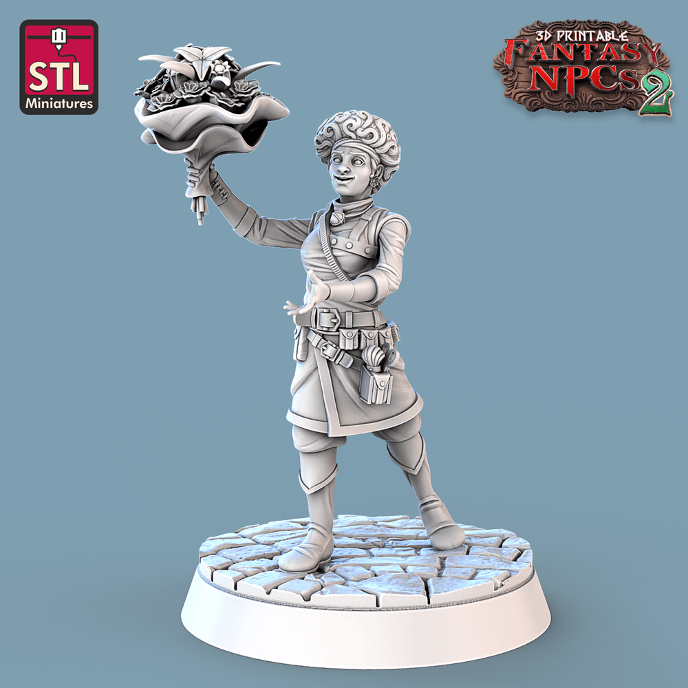 3D Printed STL Miniatures Florist Set Fantasy NPC 2 | 28 - 32mm War Gaming D&D (Online Only)