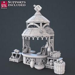 3D Printed STL Miniatures Food Vendors Set 28mm - 32mm War Gaming D&D (Online Only)