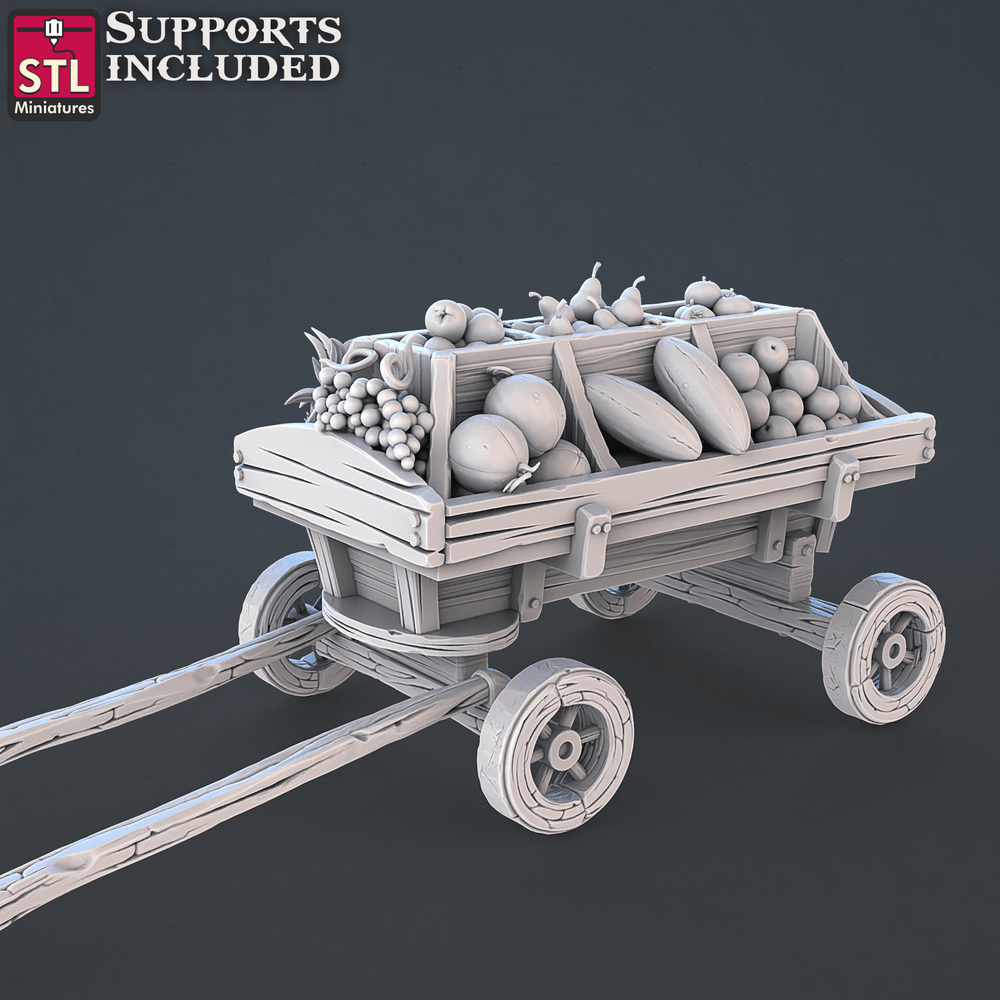 3D Printed STL Miniatures Food Vendors Set 28mm - 32mm War Gaming D&D (Online Only)