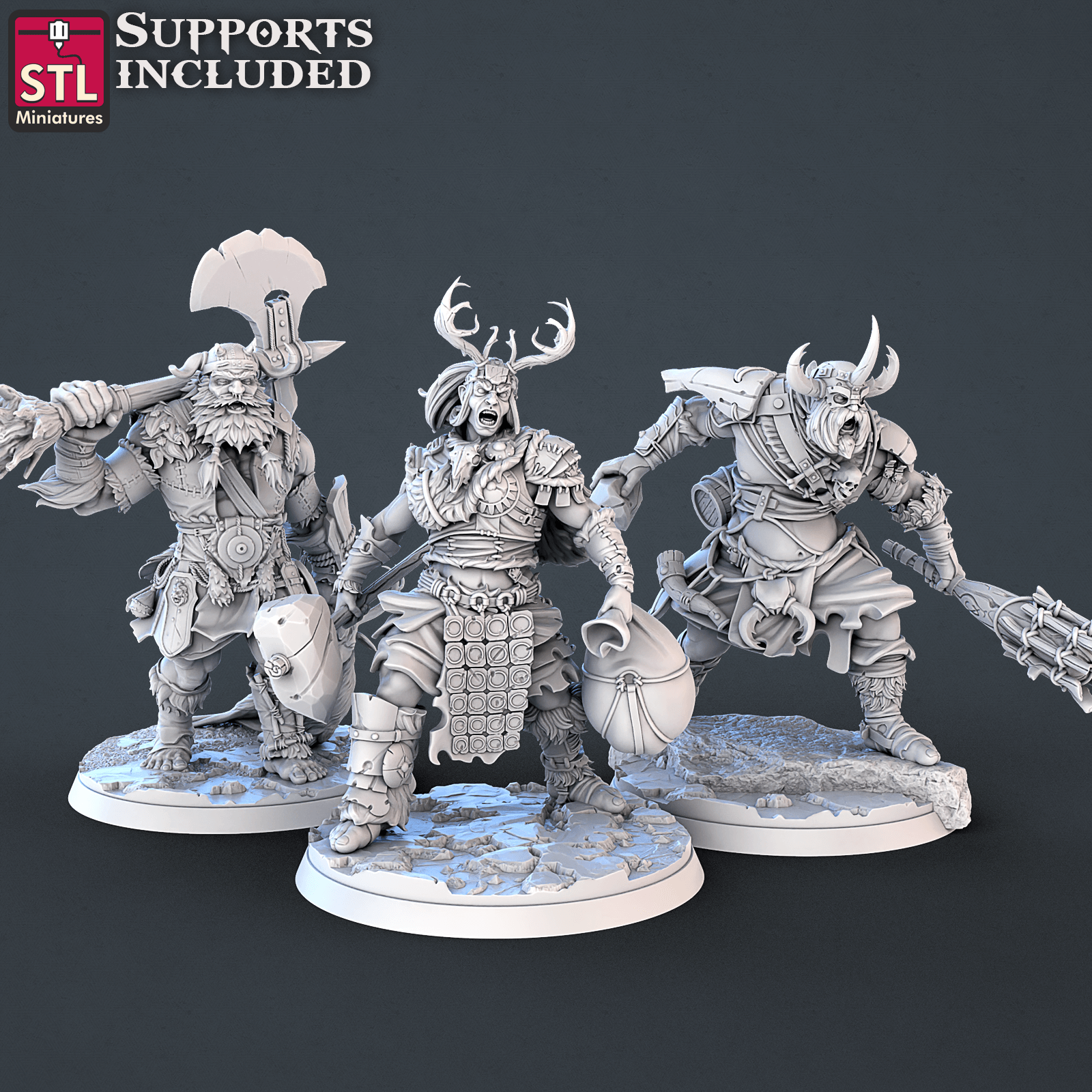 3D Printed STL Miniatures Frost Giants Set | 28 - 32mm War Gaming D&D (Online Only)