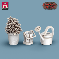 3D Printed STL Miniatures Gardener Set Fantasy NPC 28mm - 32mm War Gaming D&D (Online Only)