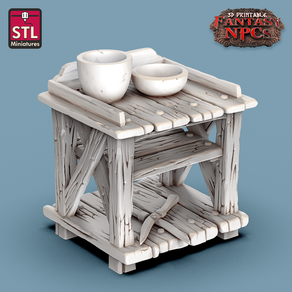 3D Printed STL Miniatures Gardener Set Fantasy NPC 28mm - 32mm War Gaming D&D (Online Only)