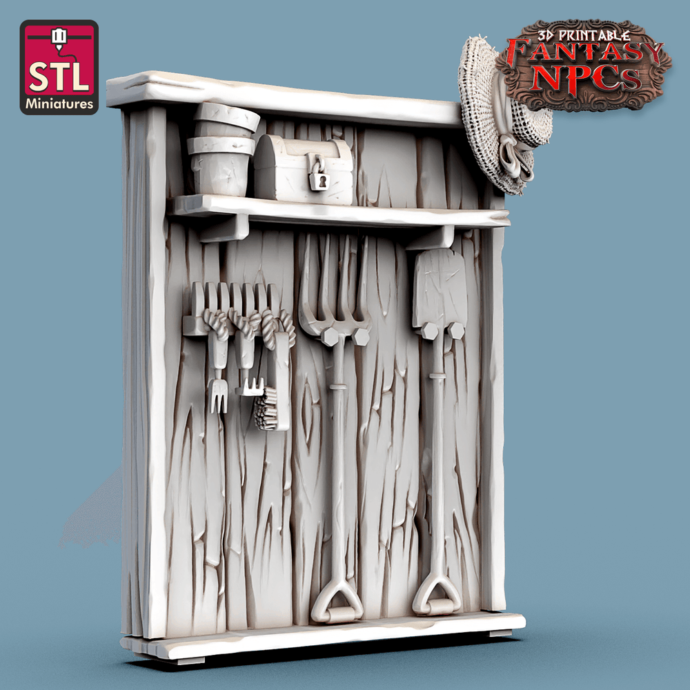 3D Printed STL Miniatures Gardener Set Fantasy NPC 28mm - 32mm War Gaming D&D (Online Only)