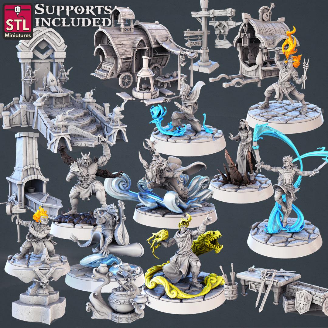 3D Printed STL Miniatures Genasi Set 28 - 32mm War Gaming D&D (Online Only)