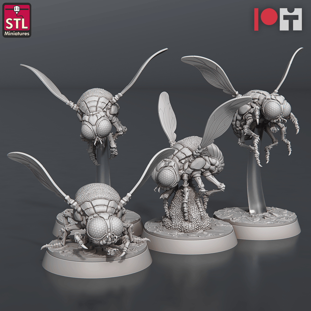 3D Printed STL Miniatures Giant Flies Set 28 - 32mm War Gaming D&D (Online Only)