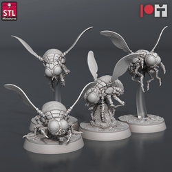 3D Printed STL Miniatures Giant Flies Set 28 - 32mm War Gaming D&D (Online Only)