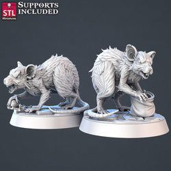 3D Printed STL Miniatures Giant Rats | 28 - 32mm War Gaming D&D (Online Only)