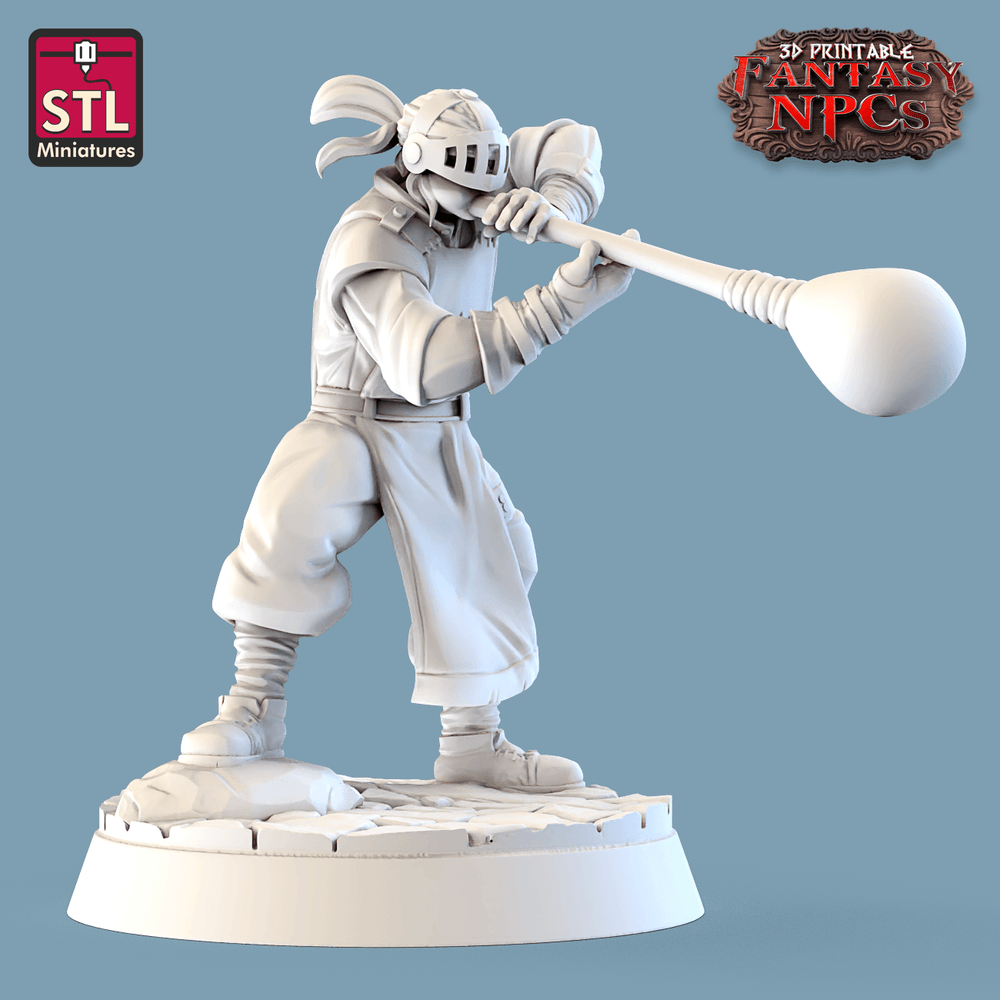 3D Printed STL Miniatures Glassblower Set Fantasy NPC 28mm - 32mm War Gaming D&D (Online Only)