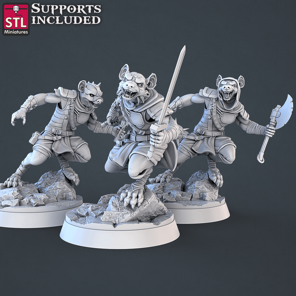 3D Printed STL Miniatures Gnoll Set 28mm - 32mm War Gaming D&D (Online Only)