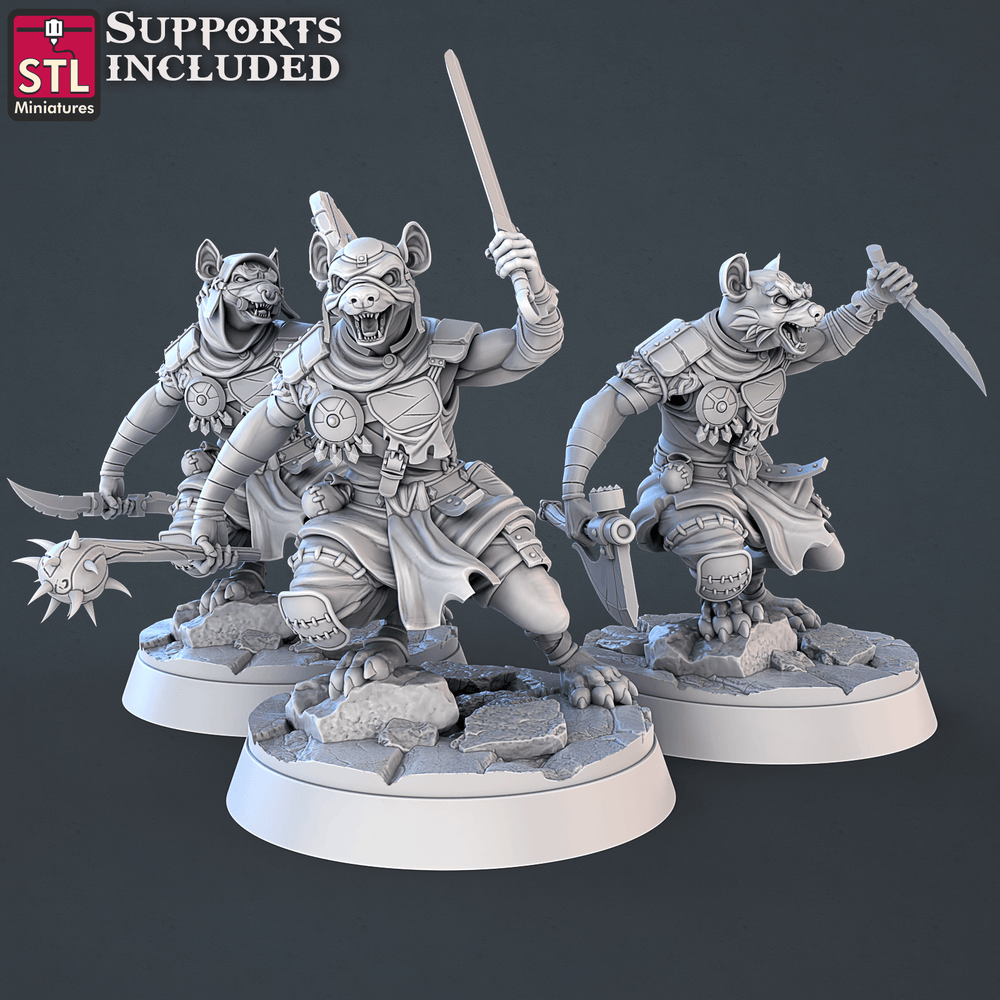 3D Printed STL Miniatures Gnoll Set 28mm - 32mm War Gaming D&D (Online Only)