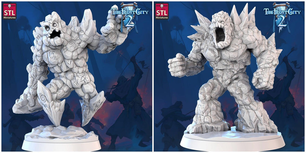 3D Printed STL Miniatures Granite Golems The Frost City 2 28 - 32mm War Gaming D&D (Online Only)