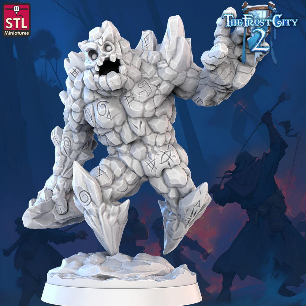3D Printed STL Miniatures Granite Golems The Frost City 2 28 - 32mm War Gaming D&D (Online Only)