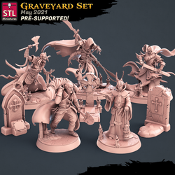 3D Printed STL Miniatures Graveyard Set 28 - 32mm War Gaming D&D (Online Only)