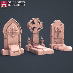 3D Printed STL Miniatures Graveyard Set 28mm - 32mm War Gaming D&D (Online Only)