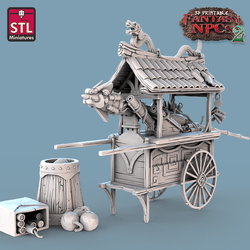 3D Printed STL Miniatures Gunpowder Vendors Set Fantasy NPC 2 | 28 - 32mm War Gaming D&D (Online Only)