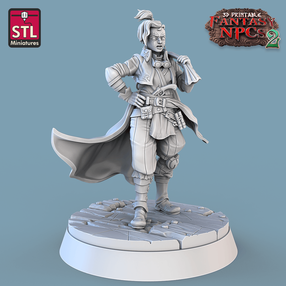 3D Printed STL Miniatures Gunpowder Vendors Set Fantasy NPC 2 | 28 - 32mm War Gaming D&D (Online Only)