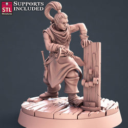 3D Printed STL Miniatures Human Carpenter Set Fantasy NPC 2 | 28 - 32mm War Gaming D&D (Online Only)