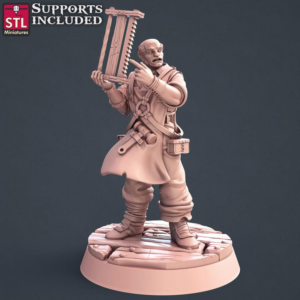 3D Printed STL Miniatures Human Carpenter Set Fantasy NPC 2 | 28 - 32mm War Gaming D&D (Online Only)