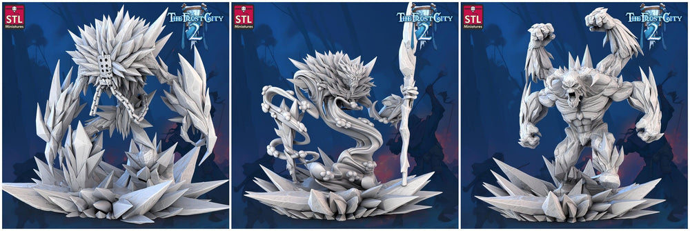 3D Printed STL Miniatures Ice Elementals 28 - 32mm War Gaming D&D (Online Only)