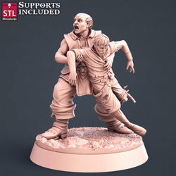 3D Printed STL Miniatures Injured Villagers Set 28 - 32mm War Gaming D&D (Online Only)